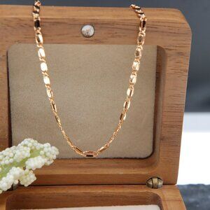 Rose Gold Polished Link Chain Necklace – 17.7+2 Inch Adjustable Fit, XPNL0013